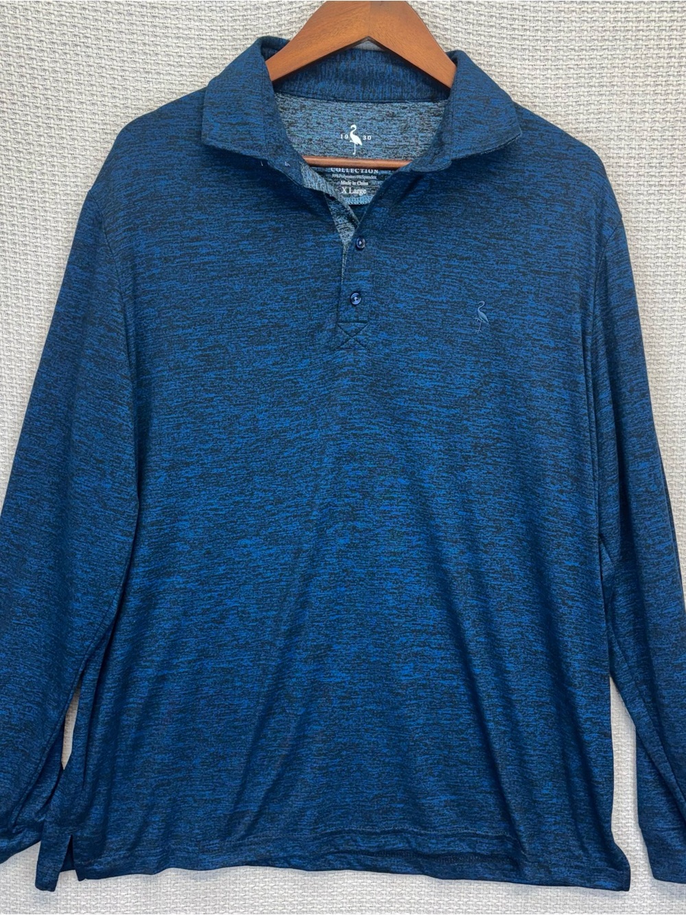 TAILORBYRD Mens Performance Long Sleeve Polo Shirt Quick Dry Sz XL Navy EUC